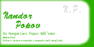 nandor popov business card